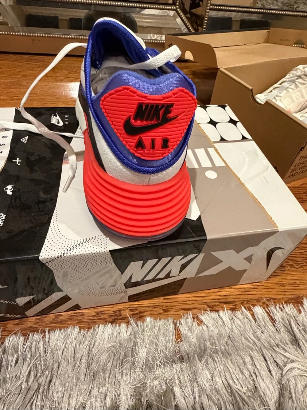 Nike Kids Air Max 2090 Sneakers in White, Black, Blue, Red